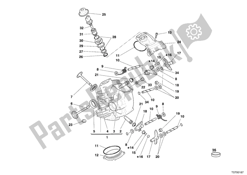 Tutte le parti per il Testata Orizzontale del Ducati Supersport 1000 SS USA 2005